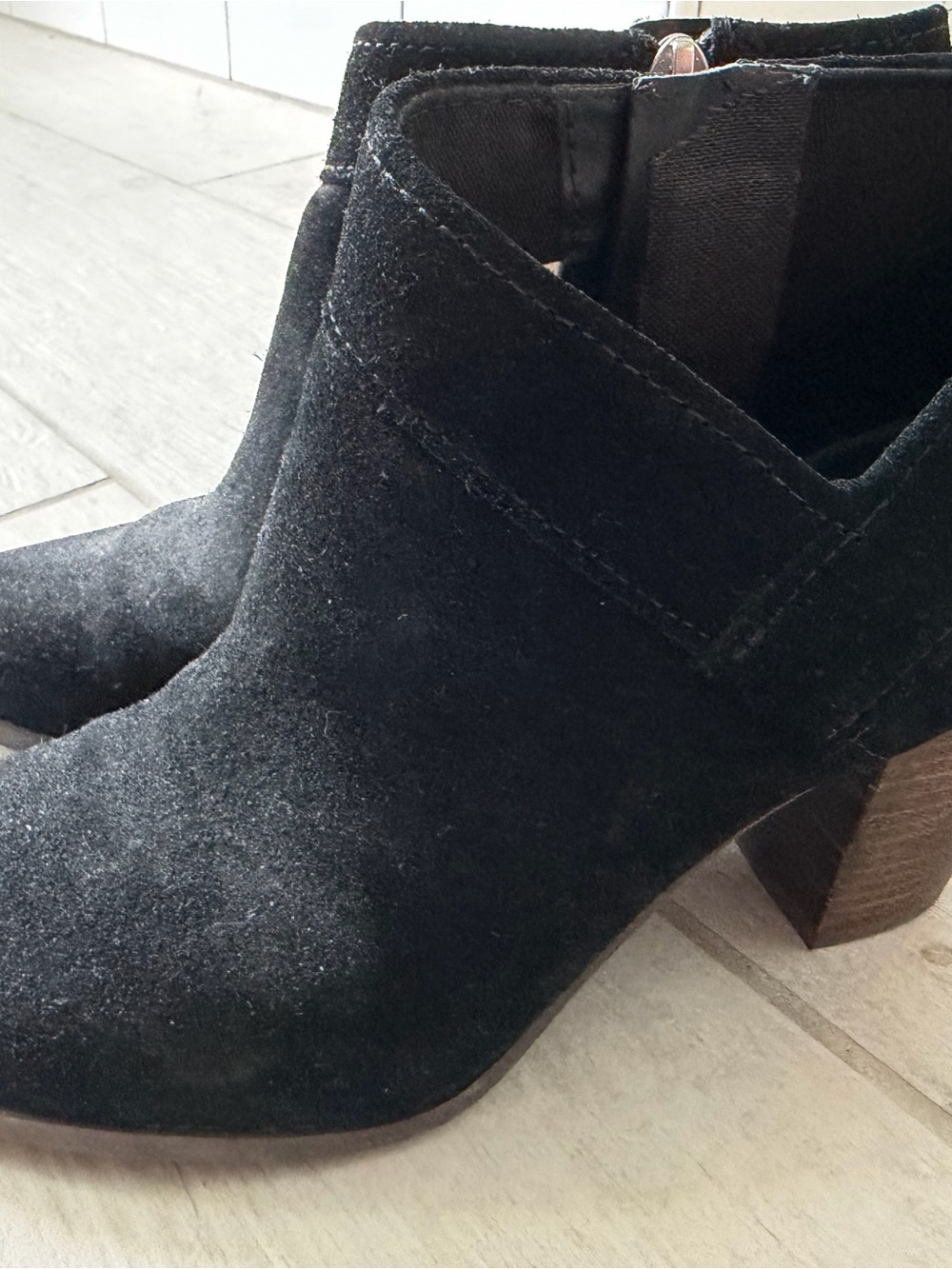 Koolaburra Black Suede Ankle Booties with Block Heel
